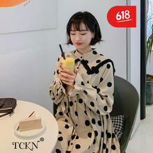 TCKN 圓點，純色 花邊，波點，印花，蝴蝶結(jié)，飄帶 連衣裙