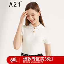 A21 紐扣 短袖 T恤 女 POLO領