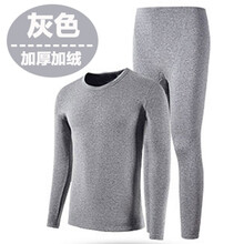 南極人 長(zhǎng)袖 男士T恤 保暖套裝圓領(lǐng)加絨灰色 