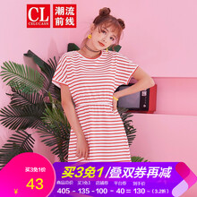 紅色橫條紋連衣裙