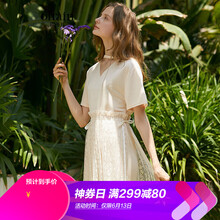 Olrain 純色 褶皺，蝴蝶結(jié)，蕾絲 連衣裙