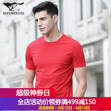 七匹狼（SEPTWOLVES） 短袖 男士T恤 大紅402 