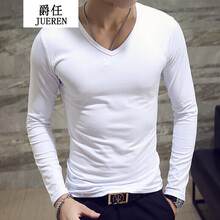 騎士普?。≒utino Rider） 長袖 男士T恤 V領(lǐng)白 XL，L，M，XXL