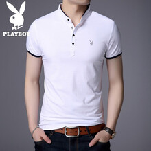 花花公子（PLAYBOY） 短袖 男士T恤 白色短袖   