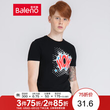 班尼路（Baleno） 短袖 男士T恤 00A純黑-WOW 