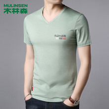 木林森（MULINSEN） 短袖 男士T恤 淺綠色V領(lǐng) 