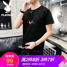 花花公子（PLAYBOY） 短袖 男士T恤 58008黑色 