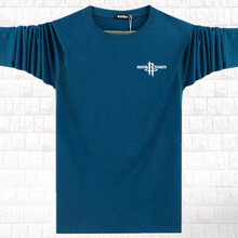 晛茗威（XIANMINGWEI） 長袖 男士T恤 孔雀 藍(lán) 火箭 4XL，5XL，L，M