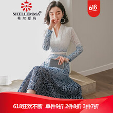 希爾愛瑪（SHELLEMMA） 碎花 拼接，拉鏈，蕾絲 連衣裙