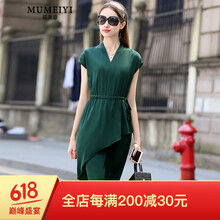 慕美意（MUMEIYI） 純色 綁帶，立體剪裁 連衣裙