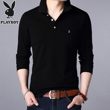 花花公子（PLAYBOY） 長(zhǎng)袖 男士T恤 黑色 XL，L，XXXL，M，XXL