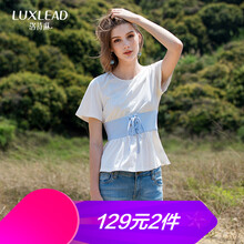 洛詩琳（LUXLEAD） 綁帶 短袖 T恤 女 圓領(lǐng)