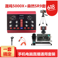 晟鳴  手持 麥克風 聲卡(帶線)+森然SR9（電容麥）+支架+耳塞