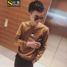 閃爆（SHANBAO） 長袖 男士T恤 8810焦糖色 S，XL，L，M，XXL，XXXL