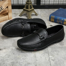 蒙凡拉（MONFERRAT）男士黑色豆豆鞋58011 39