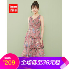 IEF 碎花 露肩，褶皺 連衣裙