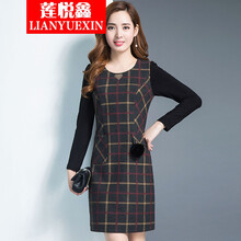蓮悅鑫（LIANYUEXIN） 格子，千鳥格 口袋，格子 連衣裙