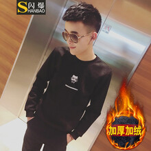 閃爆（SHANBAO） 長袖 男士T恤 8810黑色加絨 S，XL，L，XXL，M，XXXL