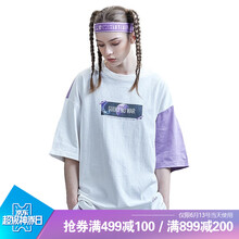 古由卡（GUUKA） 不對(duì)稱，拼接，撞色，拼色，印花 短袖 T恤 女 圓領(lǐng)
