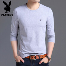 花花公子（PLAYBOY） 長袖 男士T恤 灰色  