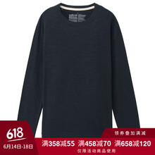 無(wú)印良品（MUJI） 長(zhǎng)袖 男士T恤 深藍(lán)色 