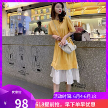 瑞雨朵（RUIYUDUO） 純色 拼接 連衣裙