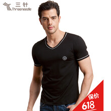 三針（Three Needle） 短袖 男士T恤 黑色 