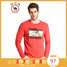 駱駝（CAMEL） 長袖 男士T恤 西瓜紅 