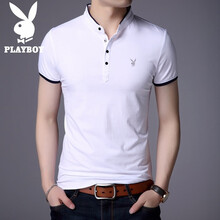 花花公子（PLAYBOY） 短袖 男士T恤 黑色1221 