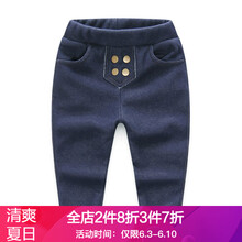 兒童仿牛仔加絨褲