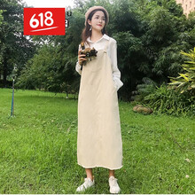 系扣牛仔吊帶裙