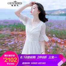 歐迪鳥(niǎo)（ODYBIRD） 大花，純色 繡花，蕾絲 連衣裙