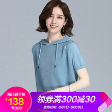 娜織 明線裝飾，立體裝飾 短袖 T恤 女 連帽