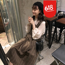 珂梵圖（Kefantu） 格子 背帶，格子 連衣裙