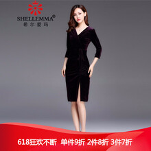 中袖絲絨連衣裙,元素,樣式,趨勢,新款,流行