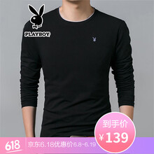 花花公子（PLAYBOY ESTABLISHED 1953） 長(cháng)袖 男士T恤 黑色長(cháng)袖8169 