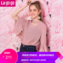 lagogo 條紋 短袖 T恤 女 V領(lǐng)