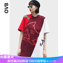 ovb 短袖 男士T恤 紅拼接 