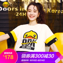 B.Duck 拼色，印花 短袖 T恤 女 圓領(lǐng)