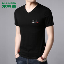 木林森（MULINSEN） 短袖 男士T恤 黑色V領(lǐng) 