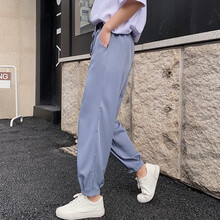 QWZM 自然腰 哈倫褲 女 九分褲 休閑褲