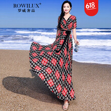 羅威奢品（ROWILUX）  腰帶，拼色，蝴蝶結(jié) 連衣裙