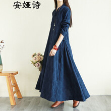 安婭詩 創(chuàng)意趣味，純色 口袋，刺繡，不對(duì)稱，拼接，開衩，紐扣，褶皺，立體裁剪 連衣裙