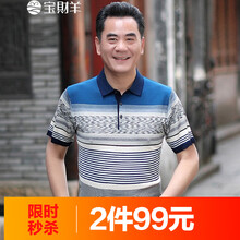 寶財(cái)羊 短袖 男士T恤 9048灰藍(lán)色 