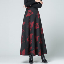 毛呢加蕾絲半身裙