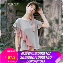 果醬公主（Princess Jam） 荷葉邊，拼接，立體裁剪 短袖 T恤 女 圓領(lǐng)
