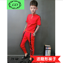 凌登（LingDeng） 短袖 男士T恤 社會(huì)精神快手紅人中杠套裝 紅 S，XL，L，XXL，M