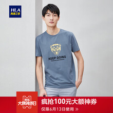 海瀾之家（HLA） 短袖 男士T恤 藍(lán)灰花紋14 
