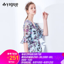 亦谷（YIGUE） 大花 荷葉邊，拼接，印花，蝴蝶結 連衣裙