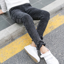 女童牛仔鉛筆褲潮